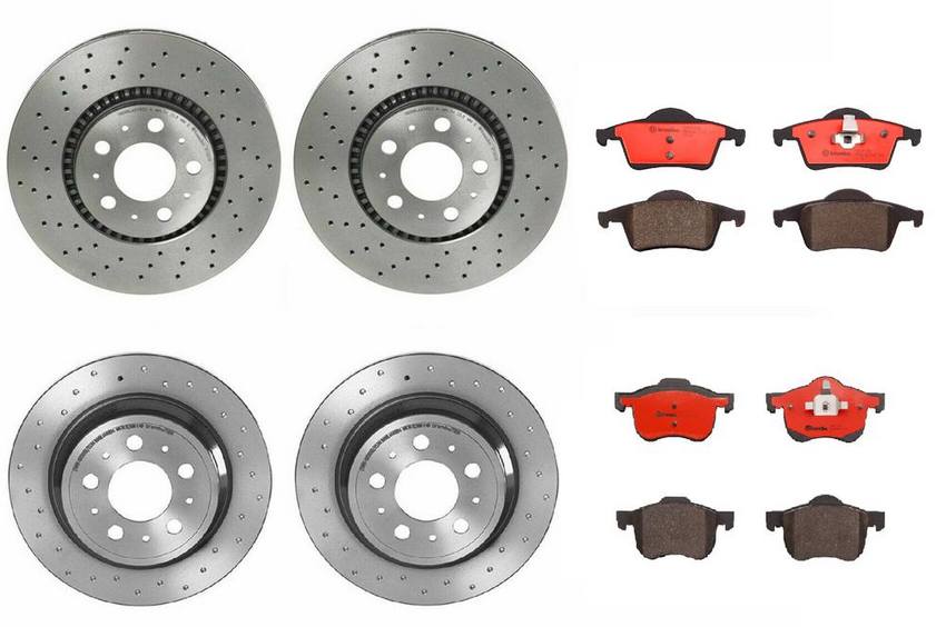 Volvo Brakes Kit - Pads & Rotors Front and Rear (305mm/288mm) (Xtra) (Ceramic) 31471827 - Brembo 1637492KIT